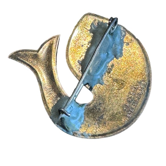Signed David Anderson Norway Enameled Sterling Silver Vintage Fish Brooch - Picture 4 of 5